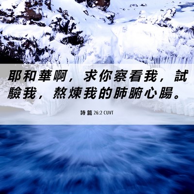 Picture 06 - 詩 篇 26:2 CUVT - 耶 和 華 啊 ， 求 你 察 看 我 ， 試 - Bible Verse Picture