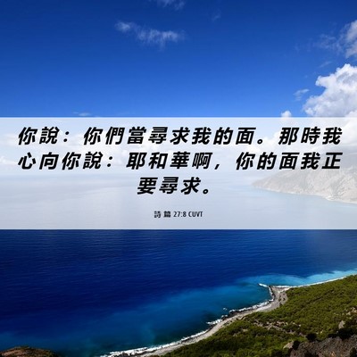 Picture 06 - 詩 篇 27:8 CUVT - 你 說 ： 你 們 當 尋 求 我 的 面 。 - Bible Verse Picture