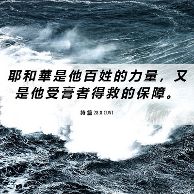 Picture 06 - 詩 篇 28:8 CUVT - 耶 和 華 是 他 百 姓 的 力 量 ， 又 - Bible Verse Picture