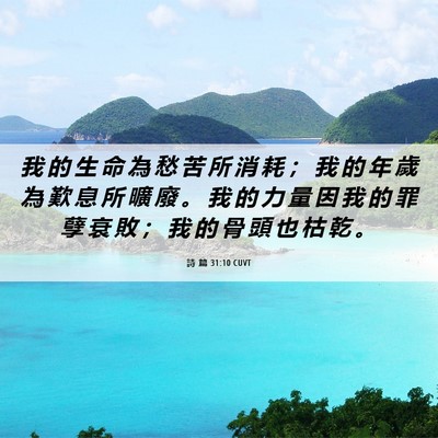 Picture 06 - 詩 篇 31:10 CUVT - 我 的 生 命 為 愁 苦 所 消 耗 ； 我 - Bible Verse Picture