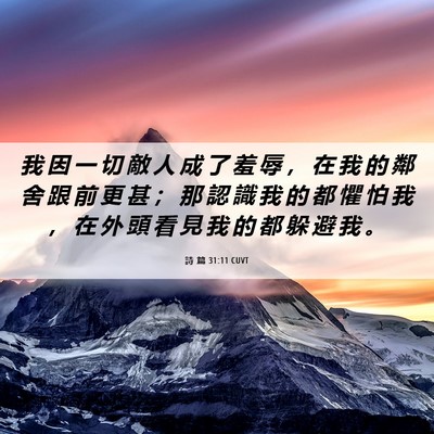 Picture 06 - 詩 篇 31:11 CUVT - 我 因 一 切 敵 人 成 了 羞 辱 ， 在 - Bible Verse Picture