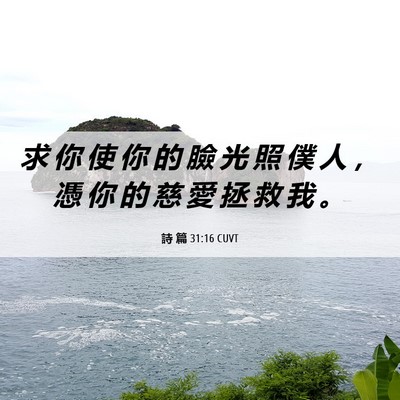 Picture 06 - 詩 篇 31:16 CUVT - 求 你 使 你 的 臉 光 照 僕 人 ， 憑 - Bible Verse Picture