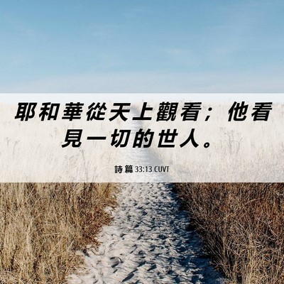 Picture 06 - 詩 篇 33:13 CUVT - 耶 和 華 從 天 上 觀 看 ； 他 看 見 - Bible Verse Picture