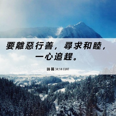 Picture 06 - 詩 篇 34:14 CUVT - 要 離 惡 行 善 ， 尋 求 和 睦 ， 一 - Bible Verse Picture