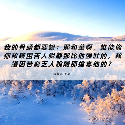 Picture 06 - 詩 篇 35:10 CUVT - 我 的 骨 頭 都 要 說 ： 耶 和 華 啊 - Bible Verse Picture