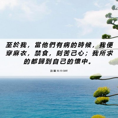 Picture 06 - 詩 篇 35:13 CUVT - 至 於 我 ， 當 他 們 有 病 的 時 候 - Bible Verse Picture