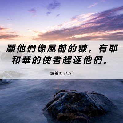 Picture 06 - 詩 篇 35:5 CUVT - 願 他 們 像 風 前 的 糠 ， 有 耶 和 - Bible Verse Picture