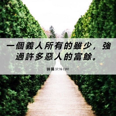 Picture 06 - 詩 篇 37:16 CUVT - 一 個 義 人 所 有 的 雖 少 ， 強 過 - Bible Verse Picture