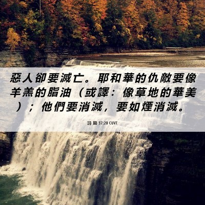 Picture 06 - 詩 篇 37:20 CUVT - 惡 人 卻 要 滅 亡 。 耶 和 華 的 仇 - Bible Verse Picture