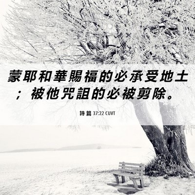 Picture 06 - 詩 篇 37:22 CUVT - 蒙 耶 和 華 賜 福 的 必 承 受 地 土 - Bible Verse Picture