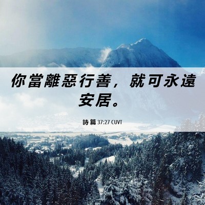 Picture 06 - 詩 篇 37:27 CUVT - 你 當 離 惡 行 善 ， 就 可 永 遠 安 - Bible Verse Picture