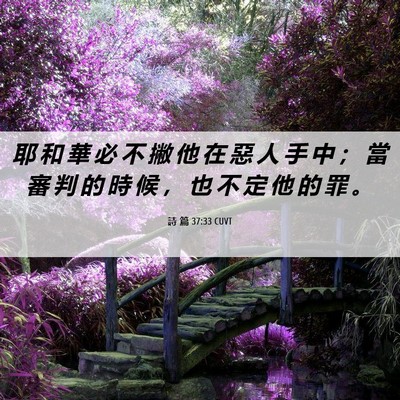 Picture 06 - 詩 篇 37:33 CUVT - 耶 和 華 必 不 撇 他 在 惡 人 手 中 - Bible Verse Picture