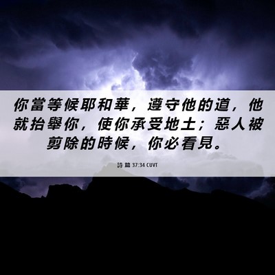 Picture 06 - 詩 篇 37:34 CUVT - 你 當 等 候 耶 和 華 ， 遵 守 他 的 - Bible Verse Picture