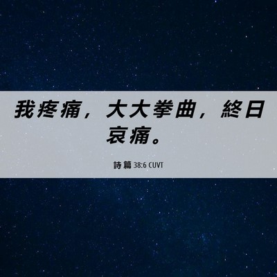 Picture 06 - 詩 篇 38:6 CUVT - 我 疼 痛 ， 大 大 拳 曲 ， 終 日 哀 - Bible Verse Picture