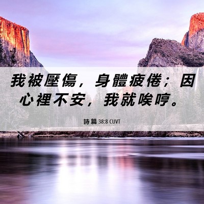 Picture 06 - 詩 篇 38:8 CUVT - 我 被 壓 傷 ， 身 體 疲 倦 ； 因 心 - Bible Verse Picture