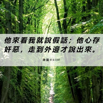 Picture 06 - 詩 篇 41:6 CUVT - 他 來 看 我 就 說 假 話 ； 他 心 存 - Bible Verse Picture