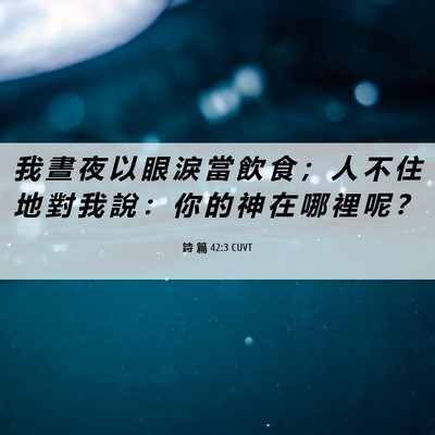 Picture 06 - 詩 篇 42:3 CUVT - 我 晝 夜 以 眼 淚 當 飲 食 ； 人 不 - Bible Verse Picture