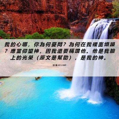 Picture 06 - 詩 篇 43:5 CUVT - 我 的 心 哪 ， 你 為 何 憂 悶 ？ 為 - Bible Verse Picture