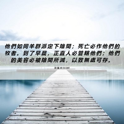 Picture 06 - 詩 篇 49:14 CUVT - 他 們 如 同 羊 群 派 定 下 陰 間 ； - Bible Verse Picture