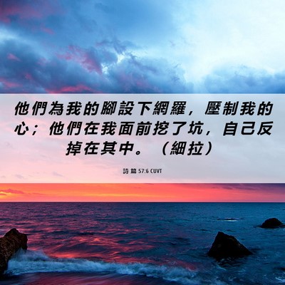 Picture 06 - 詩 篇 57:6 CUVT - 他 們 為 我 的 腳 設 下 網 羅 ， 壓 - Bible Verse Picture