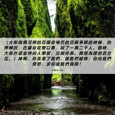 Picture 06 - 詩 篇 60:1 CUVT - （ 大 衛 與 兩 河 間 的 亞 蘭 並 瑣 - Bible Verse Picture