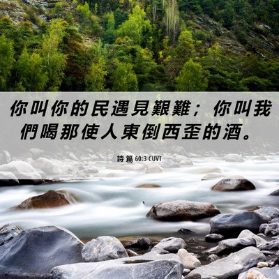 Picture 06 - 詩 篇 60:3 CUVT - 你 叫 你 的 民 遇 見 艱 難 ； 你 叫 - Bible Verse Picture