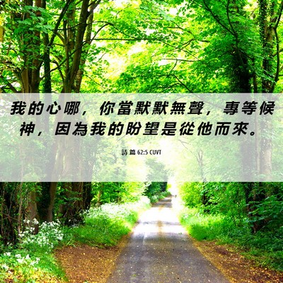 Picture 06 - 詩 篇 62:5 CUVT - 我 的 心 哪 ， 你 當 默 默 無 聲 ， - Bible Verse Picture