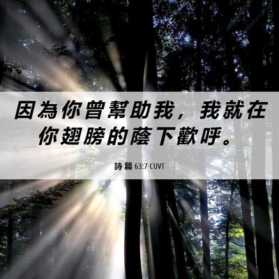 Picture 06 - 詩 篇 63:7 CUVT - 因 為 你 曾 幫 助 我 ， 我 就 在 你 - Bible Verse Picture