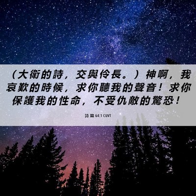 Picture 06 - 詩 篇 64:1 CUVT - （ 大 衛 的 詩 ， 交 與 伶 長 。 ） - Bible Verse Picture