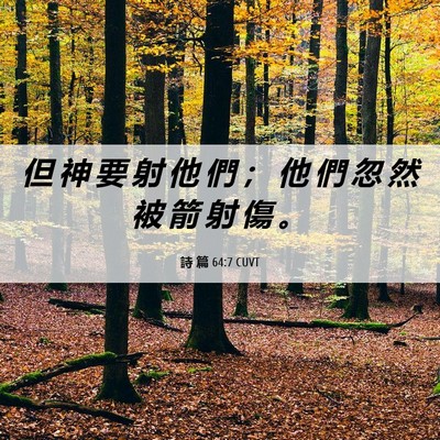Picture 06 - 詩 篇 64:7 CUVT - 但 神 要 射 他 們 ； 他 們 忽 然 被 - Bible Verse Picture