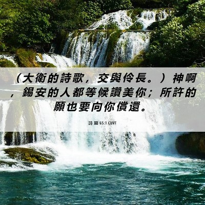 Picture 06 - 詩 篇 65:1 CUVT - （ 大 衛 的 詩 歌 ， 交 與 伶 長 。 - Bible Verse Picture