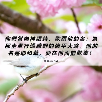 Picture 06 - 詩 篇 68:4 CUVT - 你 們 當 向 神 唱 詩 ， 歌 頌 他 的 - Bible Verse Picture