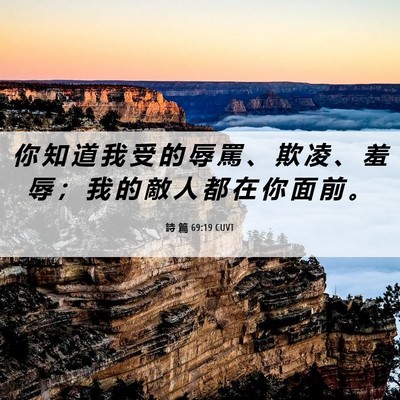Picture 06 - 詩 篇 69:19 CUVT - 你 知 道 我 受 的 辱 罵 、 欺 凌 、 - Bible Verse Picture