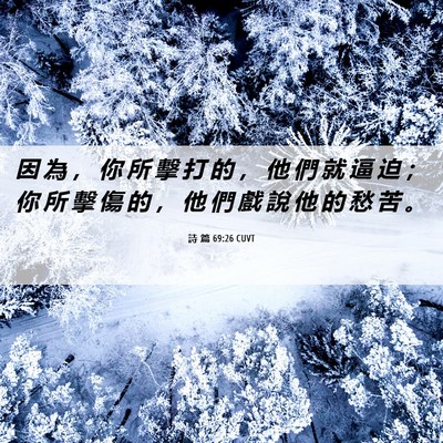 Picture 06 - 詩 篇 69:26 CUVT - 因 為 ， 你 所 擊 打 的 ， 他 們 就 - Bible Verse Picture