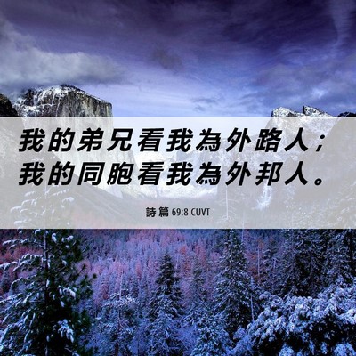 Picture 06 - 詩 篇 69:8 CUVT - 我 的 弟 兄 看 我 為 外 路 人 ； 我 - Bible Verse Picture