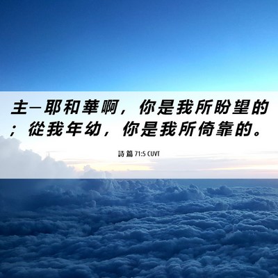Picture 06 - 詩 篇 71:5 CUVT - 主 ─ 耶 和 華 啊 ， 你 是 我 所 盼 - Bible Verse Picture