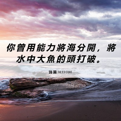 Picture 06 - 詩 篇 74:13 CUVT - 你 曾 用 能 力 將 海 分 開 ， 將 水 - Bible Verse Picture