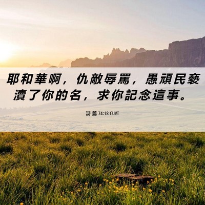 Picture 06 - 詩 篇 74:18 CUVT - 耶 和 華 啊 ， 仇 敵 辱 罵 ， 愚 頑 - Bible Verse Picture