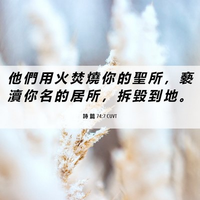 Picture 06 - 詩 篇 74:7 CUVT - 他 們 用 火 焚 燒 你 的 聖 所 ， 褻 - Bible Verse Picture