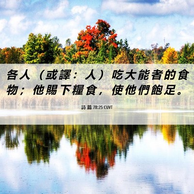 Picture 06 - 詩 篇 78:25 CUVT - 各 人 （ 或 譯 ： 人 ） 吃 大 能 者 - Bible Verse Picture