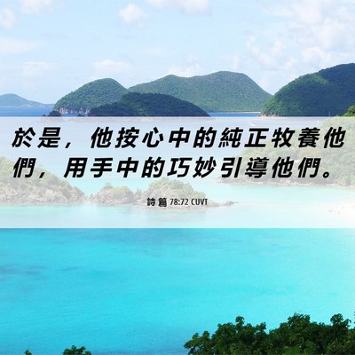 Picture 06 - 詩 篇 78:72 CUVT - 於 是 ， 他 按 心 中 的 純 正 牧 養 - Bible Verse Picture
