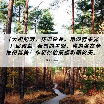Picture 06 - 詩 篇 8:1 CUVT - （ 大 衛 的 詩 ， 交 與 伶 長 。 用 - Bible Verse Picture