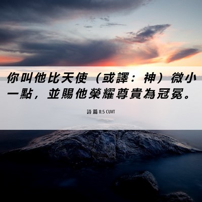 Picture 06 - 詩 篇 8:5 CUVT - 你 叫 他 比 天 使 （ 或 譯 ： 神 ） - Bible Verse Picture