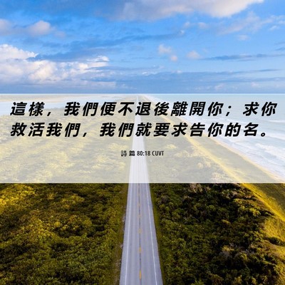 Picture 06 - 詩 篇 80:18 CUVT - 這 樣 ， 我 們 便 不 退 後 離 開 你 - Bible Verse Picture