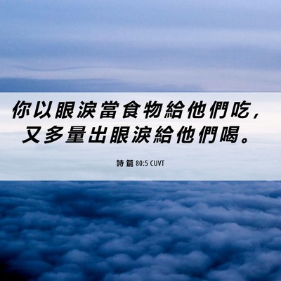 Picture 06 - 詩 篇 80:5 CUVT - 你 以 眼 淚 當 食 物 給 他 們 吃 ， - Bible Verse Picture