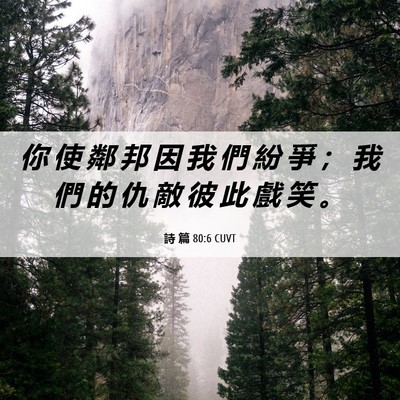 Picture 06 - 詩 篇 80:6 CUVT - 你 使 鄰 邦 因 我 們 紛 爭 ； 我 們 - Bible Verse Picture