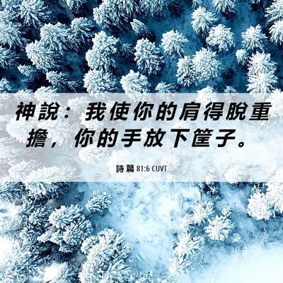 Picture 06 - 詩 篇 81:6 CUVT - 神 說 ： 我 使 你 的 肩 得 脫 重 擔 - Bible Verse Picture
