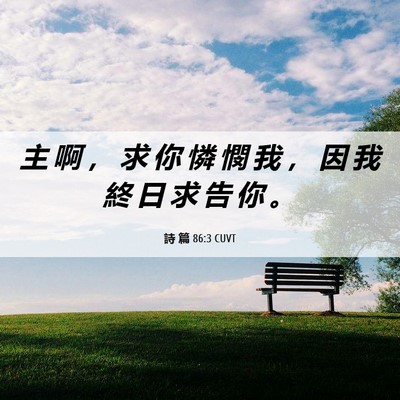 Picture 06 - 詩 篇 86:3 CUVT - 主 啊 ， 求 你 憐 憫 我 ， 因 我 終 - Bible Verse Picture