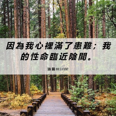 Picture 06 - 詩 篇 88:3 CUVT - 因 為 我 心 裡 滿 了 患 難 ； 我 的 - Bible Verse Picture