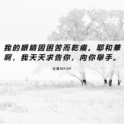 Picture 06 - 詩 篇 88:9 CUVT - 我 的 眼 睛 因 困 苦 而 乾 癟 。 耶 - Bible Verse Picture
